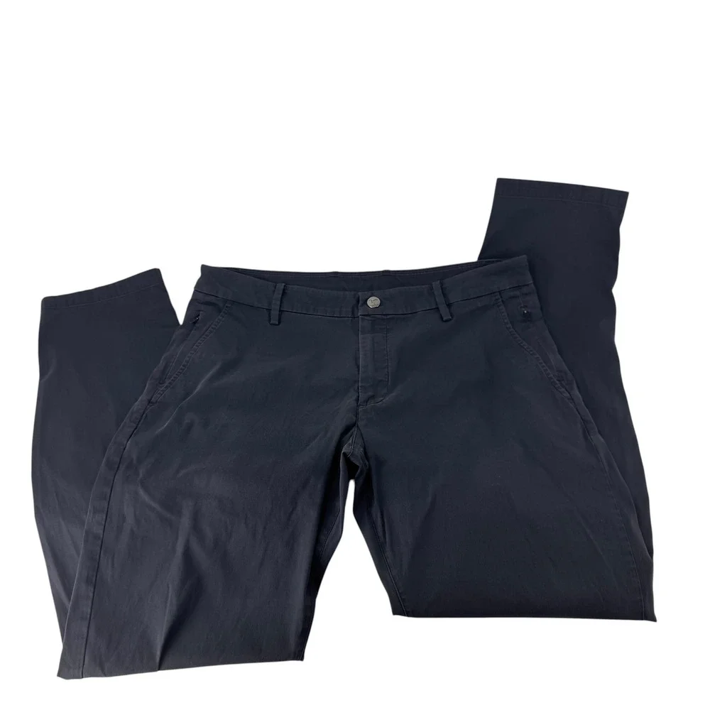 Birddogs Mens Navy Blue Slim Tapered Stretch Chino Pants 34x32 Side Zip Pockets
